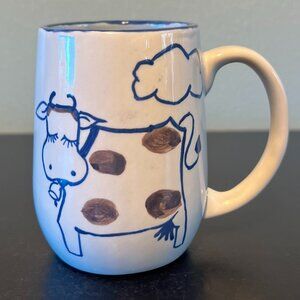 Artisan Hand Painted COW Ceramic Mug ~ Folk Art Barnyard Animal ~ Farm Kitchen